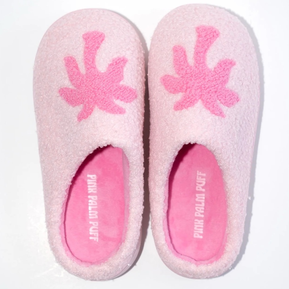 Pink Palm Puff Malibu Slippers, Blush Baby - Petite 2/3